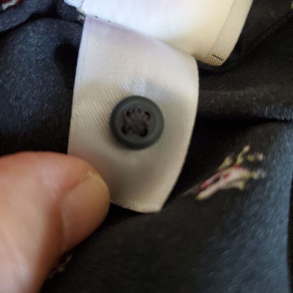 Gap Womens Top Black Pink Floral Short Flutter Sleeve Chiffon Blouse Boho Size L - Picture 16 of 16